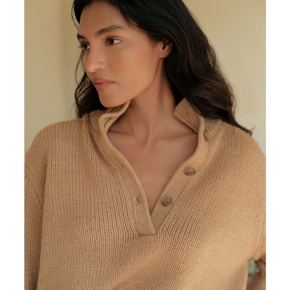 JENNI KAYNE Chase Button Pullover Camel L